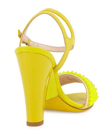 fendi fantasia sandal|Fendi Fantasia Beaded Leather Evening Sandal, Fluorescent Yellow.